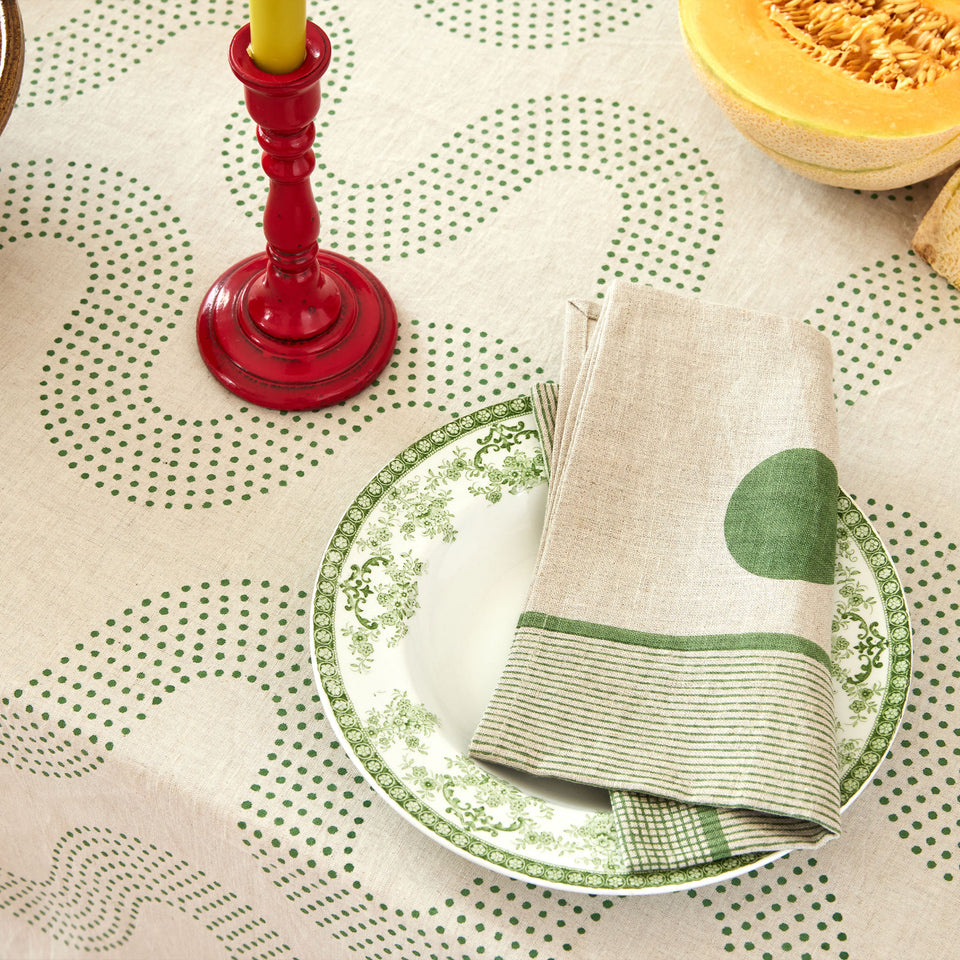 Squiggle Dot Tablecloth | Basil