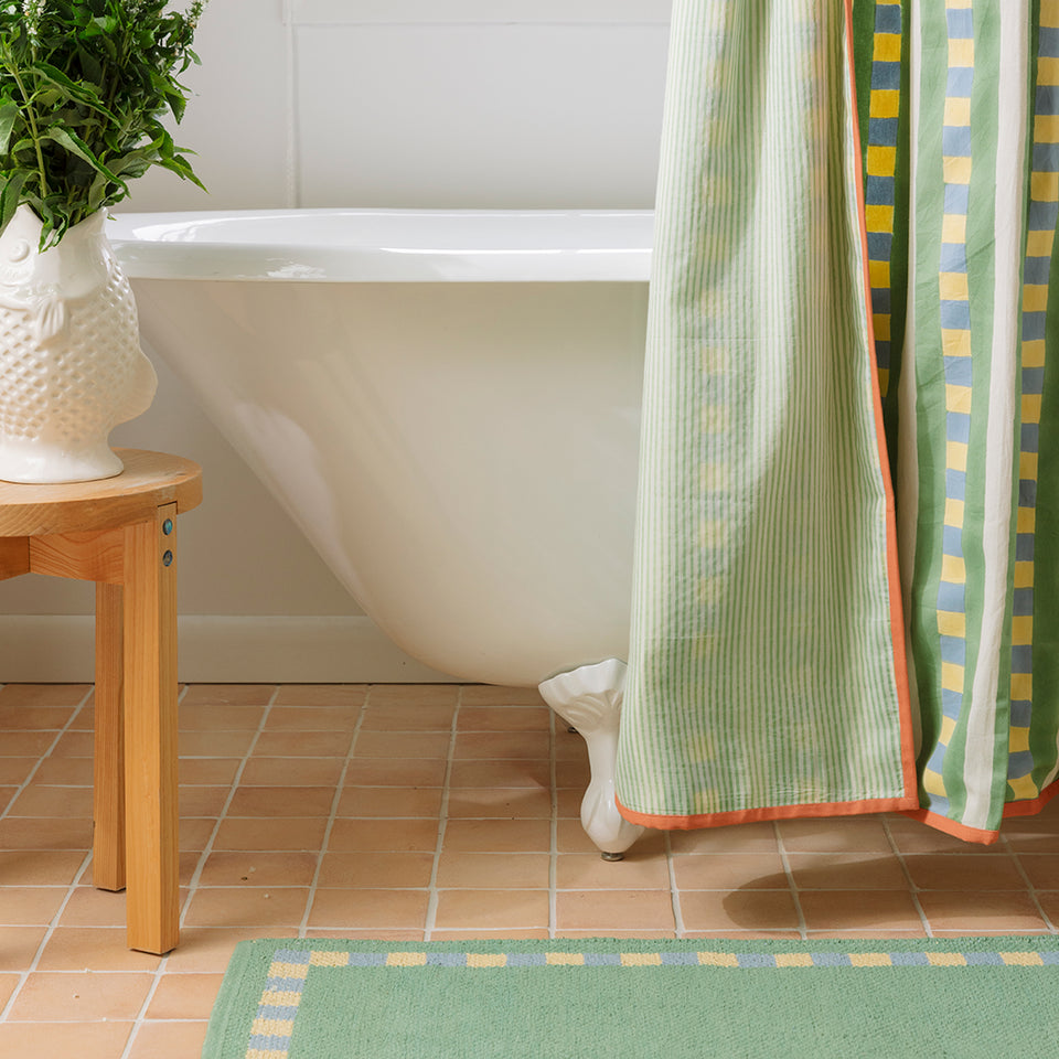 April Checker Stripe Shower Curtain
