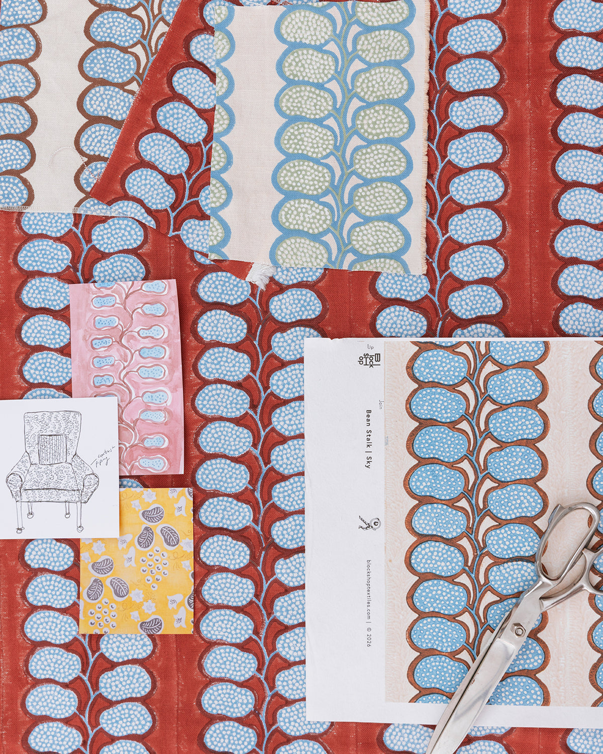 Beanstalk Fabric | Brick