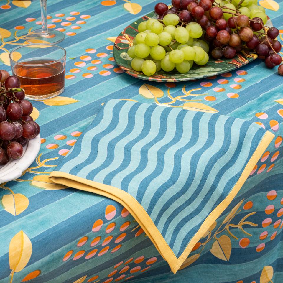 Wiggle Stripe Napkin | Teal