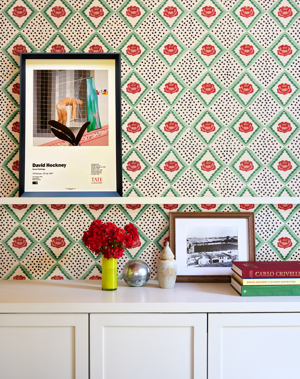 Peony Wallpaper Sample | Cream + Red