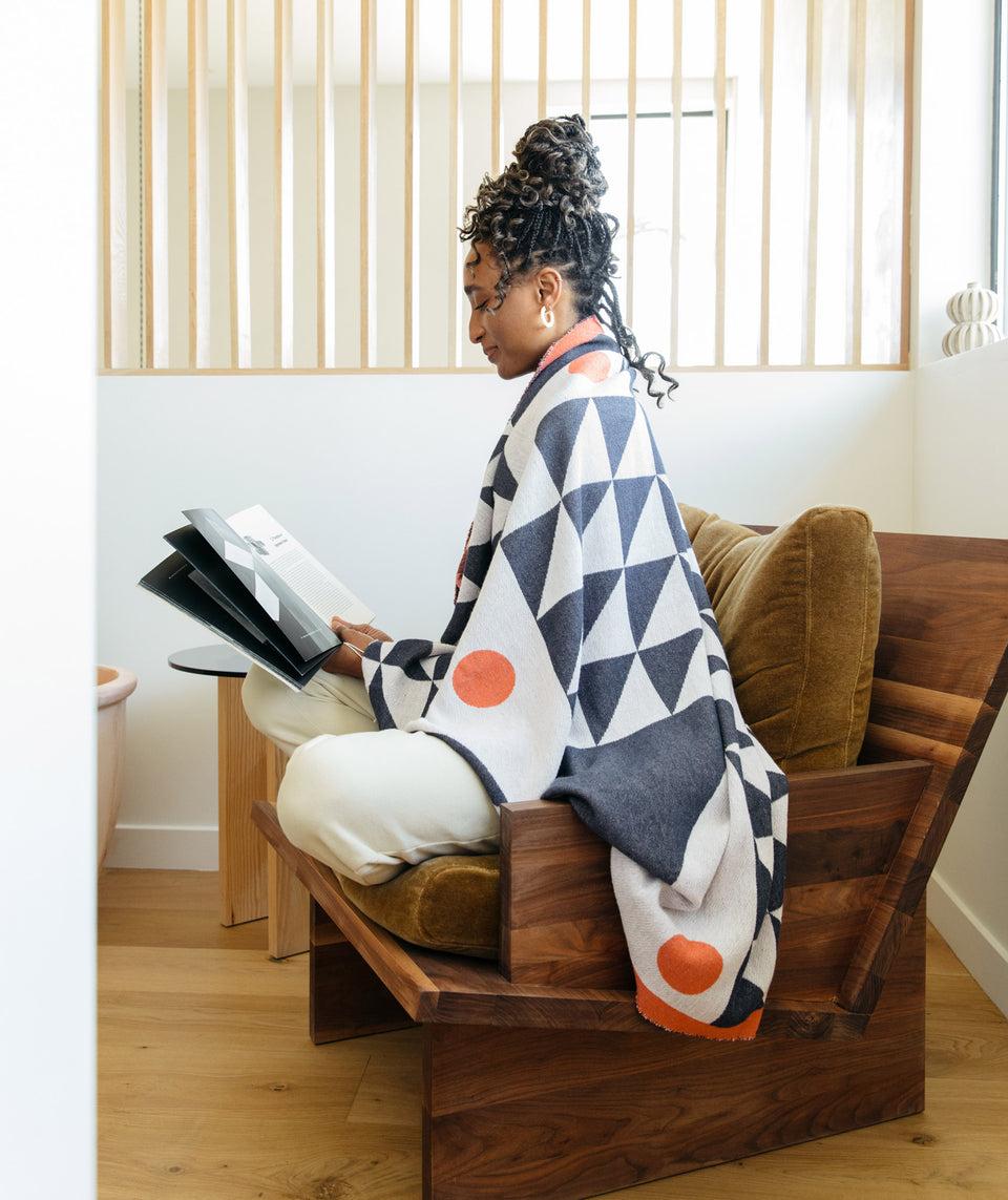 Flock Cotton Throw | Black + Red