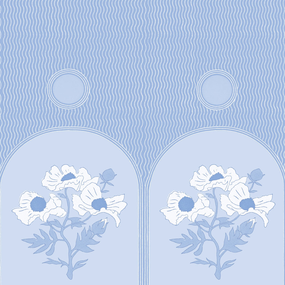 Poppies Wallpaper Sample | Periwinkle
