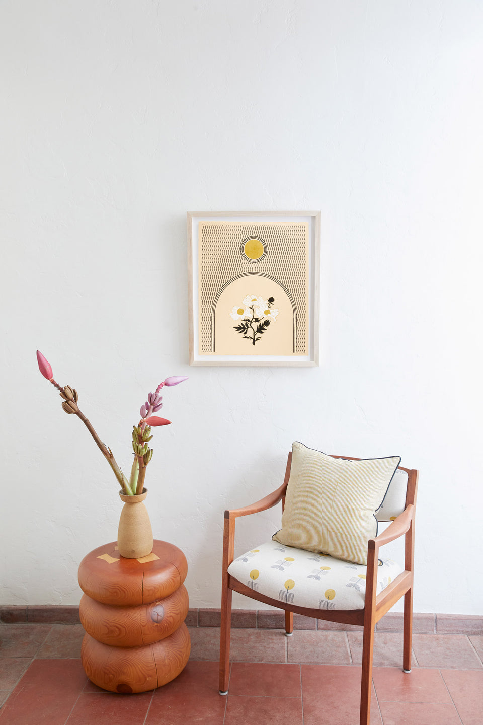 Arch Poppies | Beige | Woodblock Print