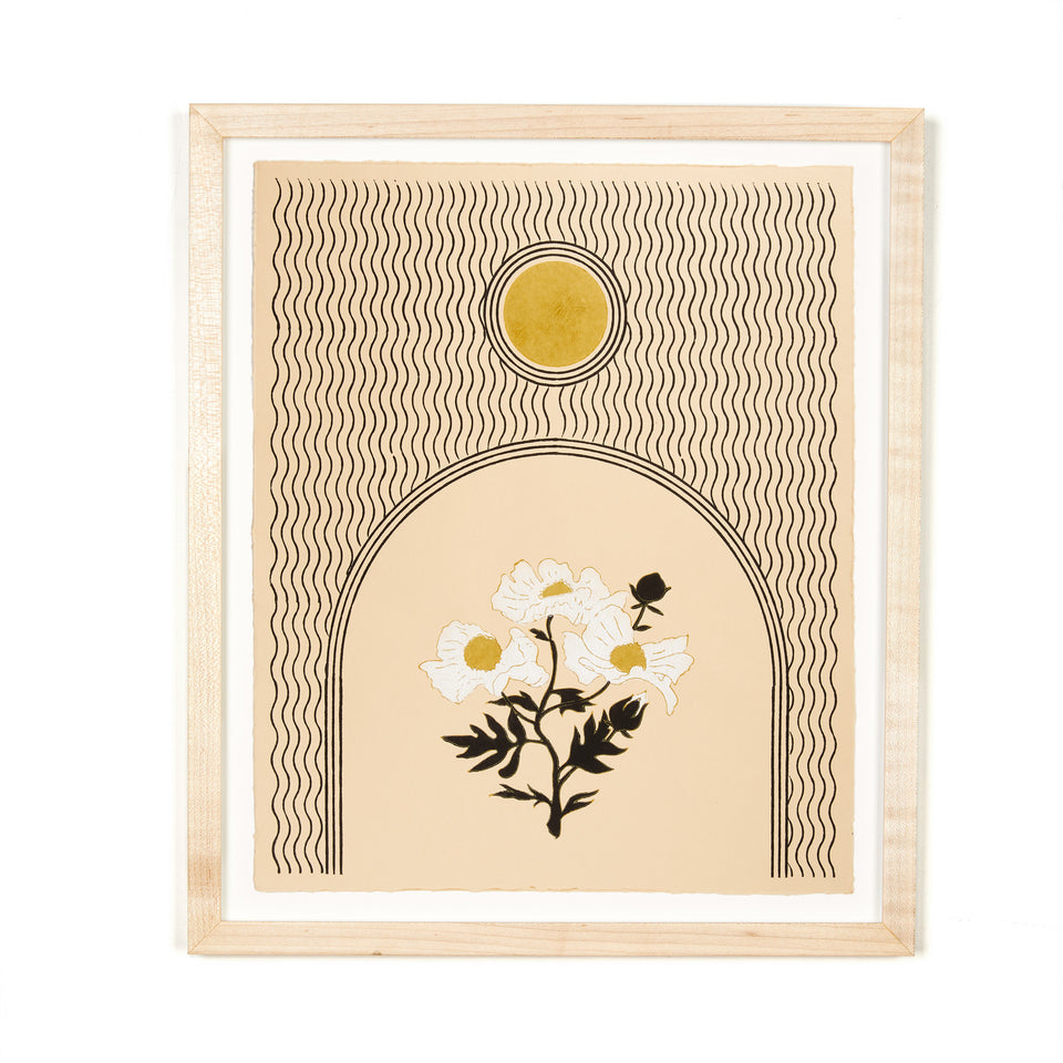 Arch Poppies | Beige | Woodblock Print