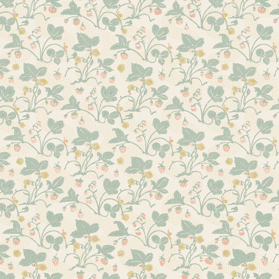 Strawberries Wallpaper Sample | Sage