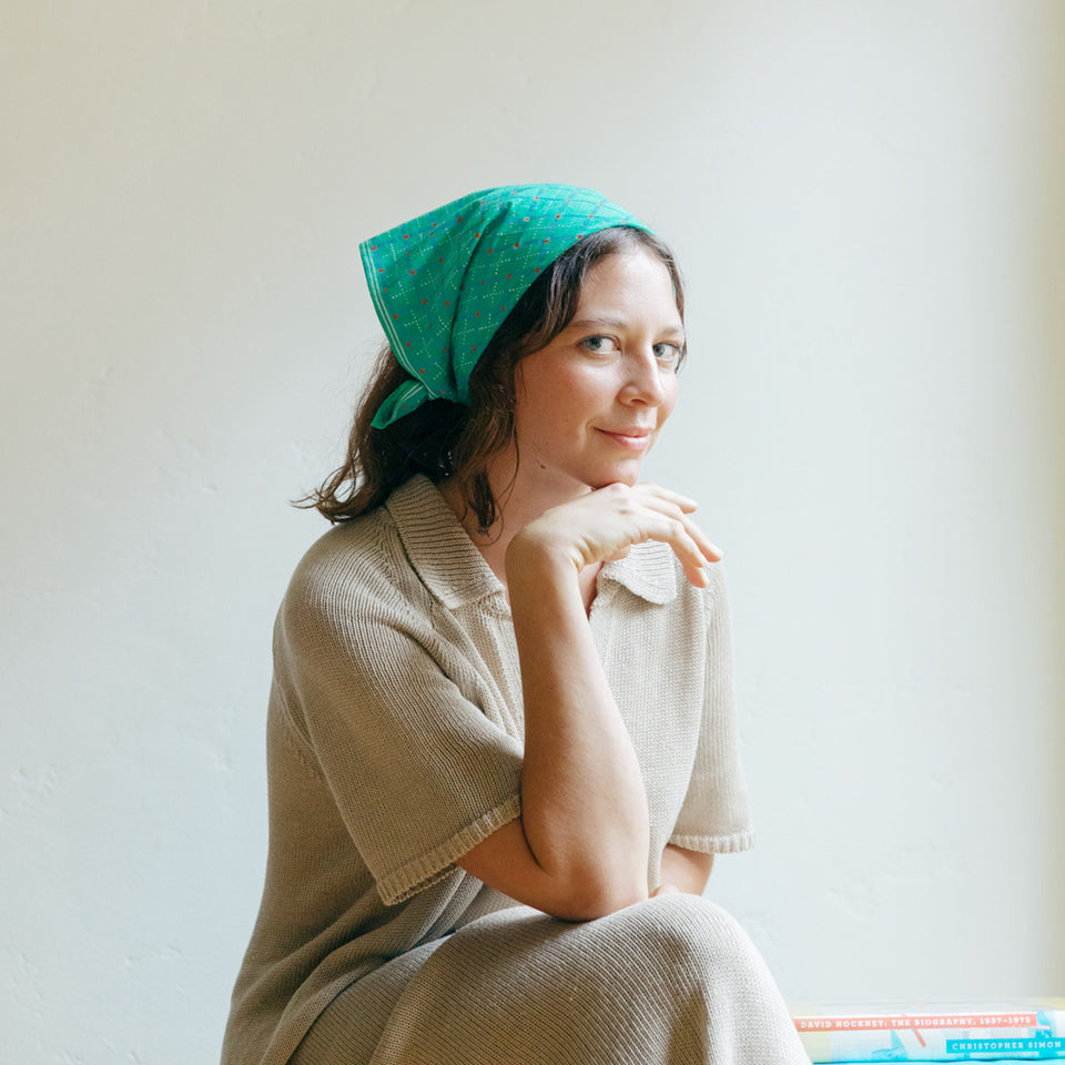 Squiggle Plaid Bandana | Green