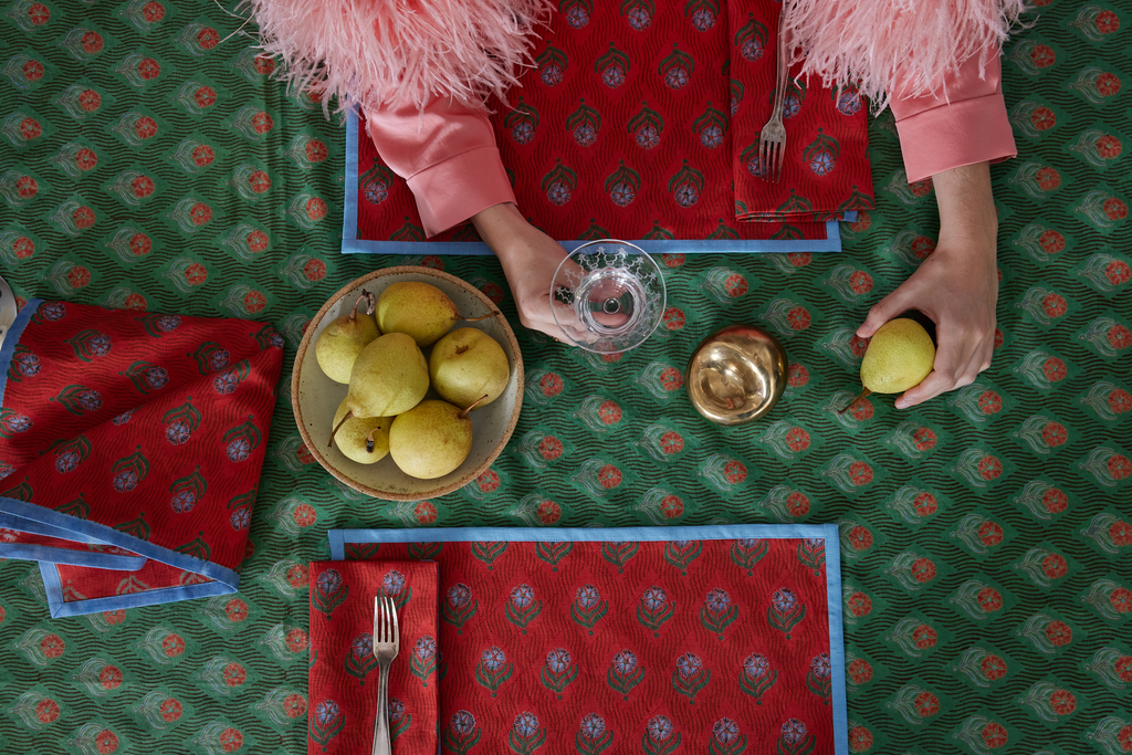 Block Shop Green Carnations Tablecloth | 60" x 90"