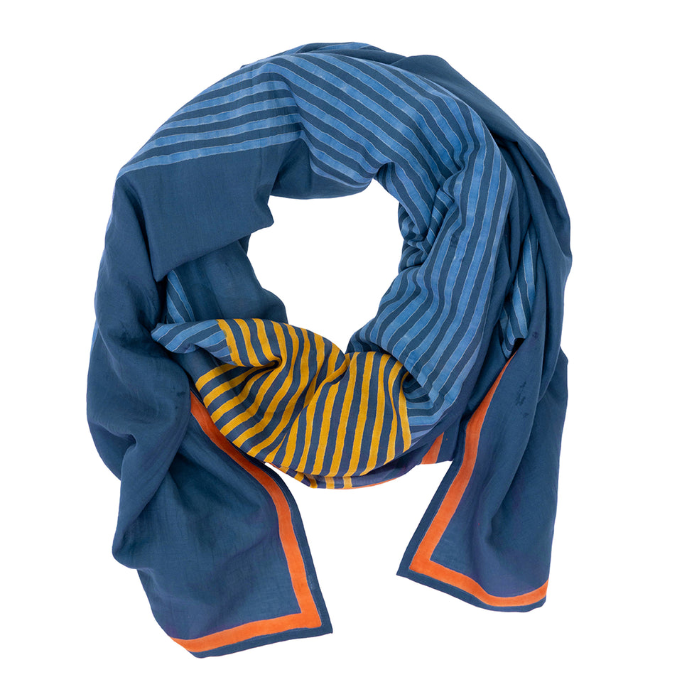 Navy Criss Cross Long Scarf