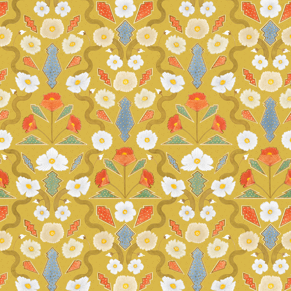 Ochre California Poppies Wallpaper Sample