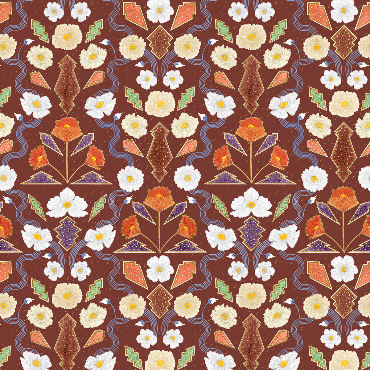 Russet California Poppies Wallpaper Sample