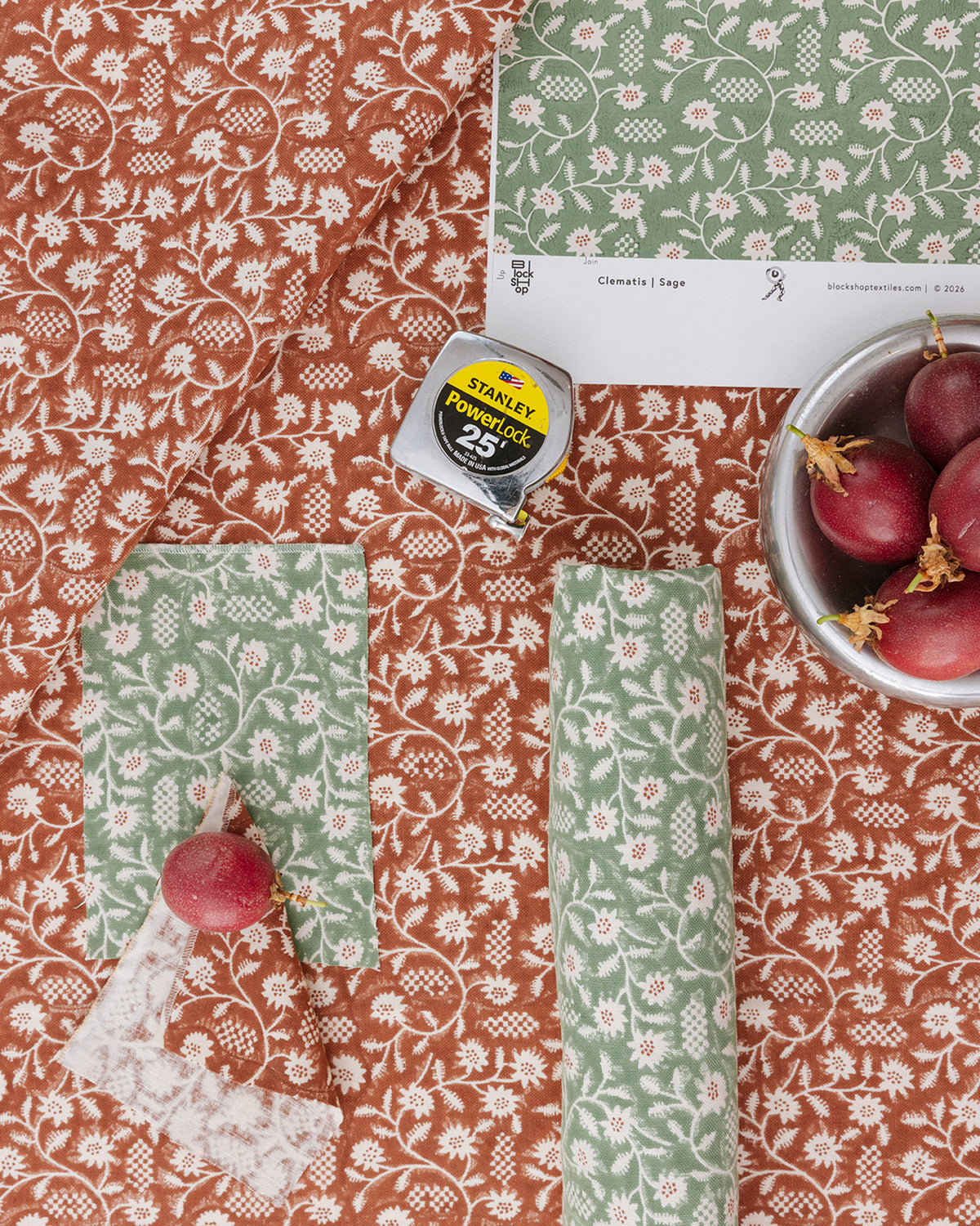 Clematis Fabric | Nut Brown