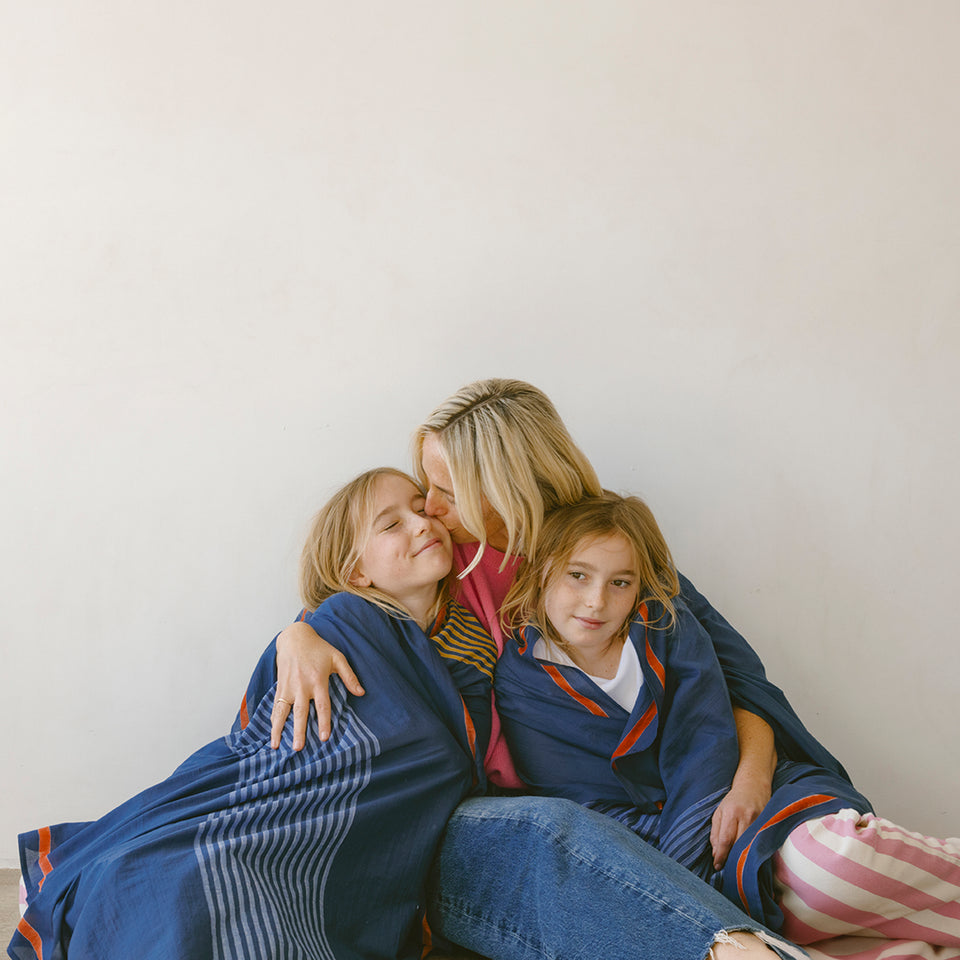 Navy Criss Cross Long Scarf