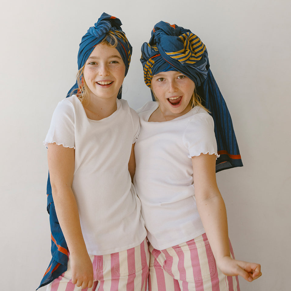 Navy Criss Cross Long Scarf