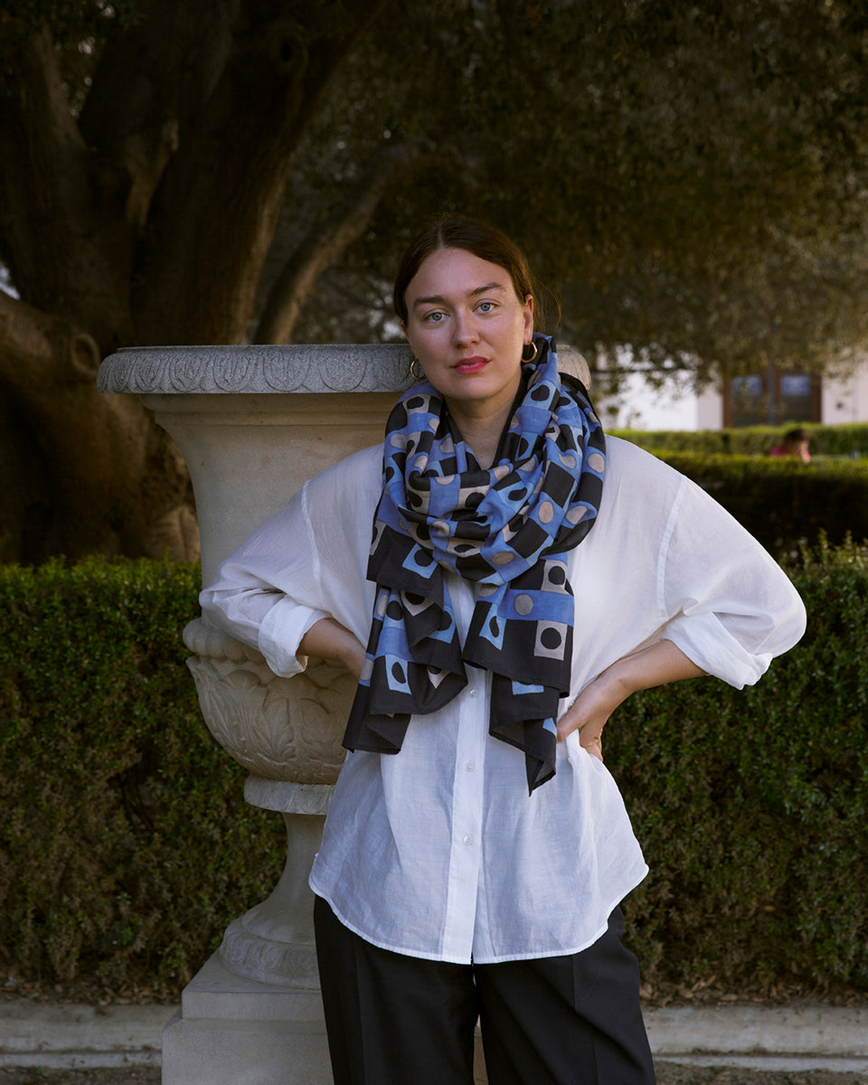 Domino Long Scarf | Black