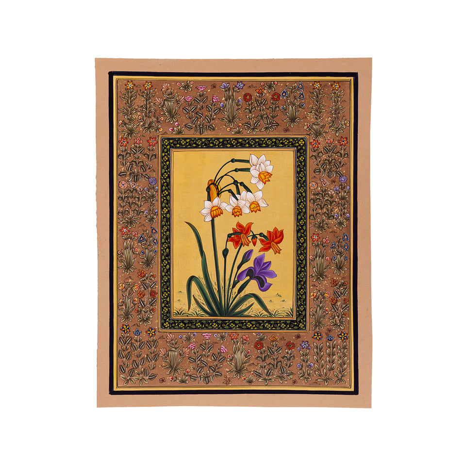 Daffodils and Iris | Miniature Painting