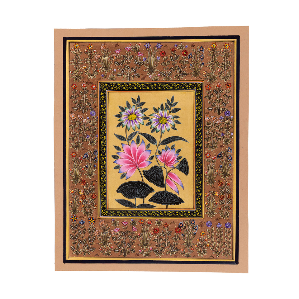 Lotus Flowers and Daisies | Miniature Painting