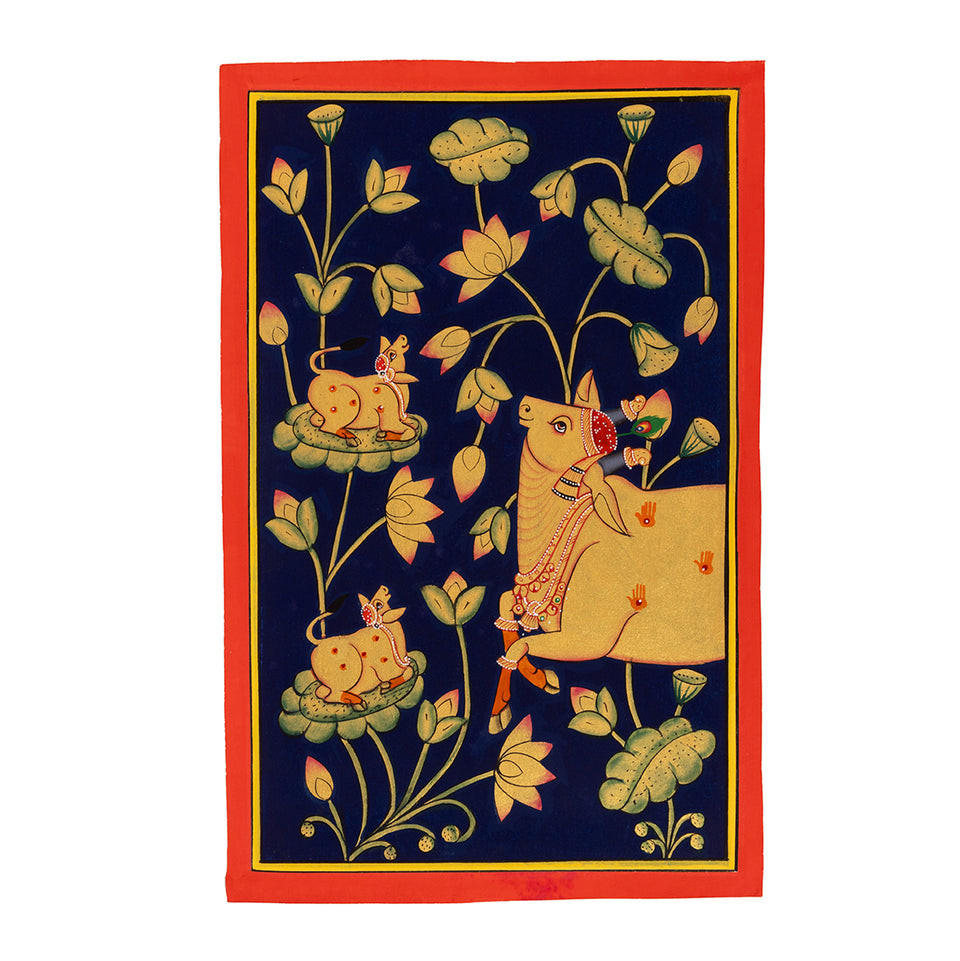 Cow and Two Calves | Miniature Painting