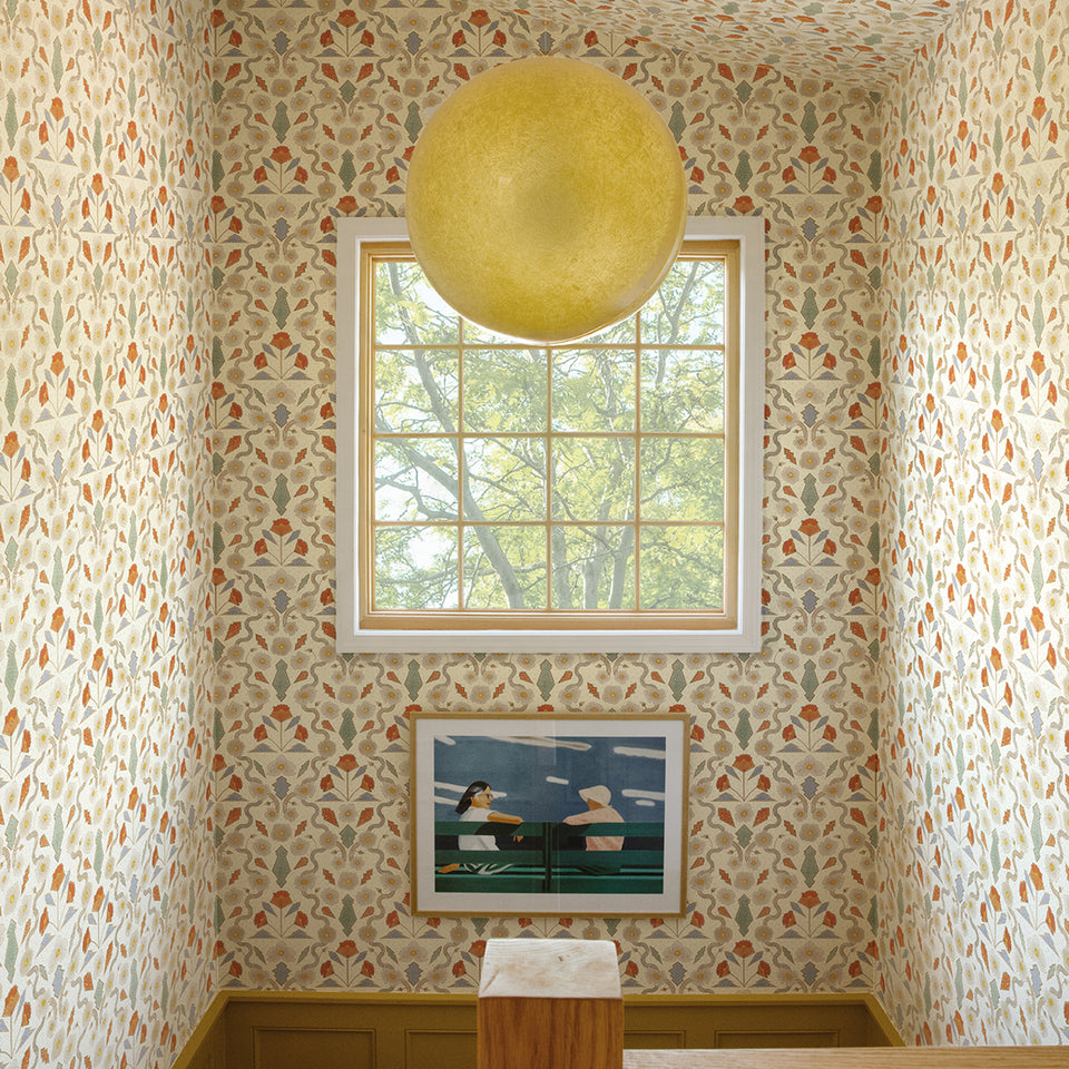 Ivory California Poppies Wallpaper