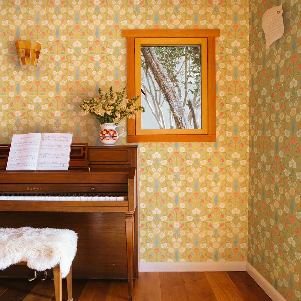 Ochre California Poppies Wallpaper