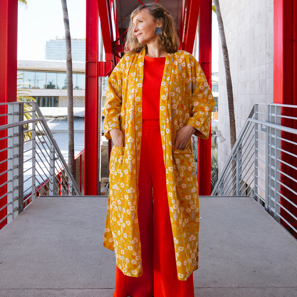 Ochre California Poppies Robe