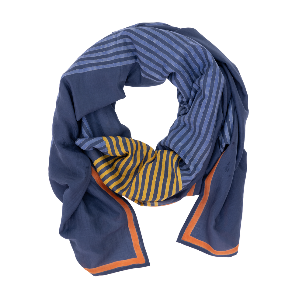 Navy Criss Cross Long Scarf