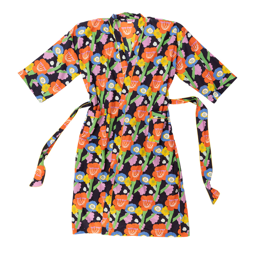 Flower Fields Robe | Black