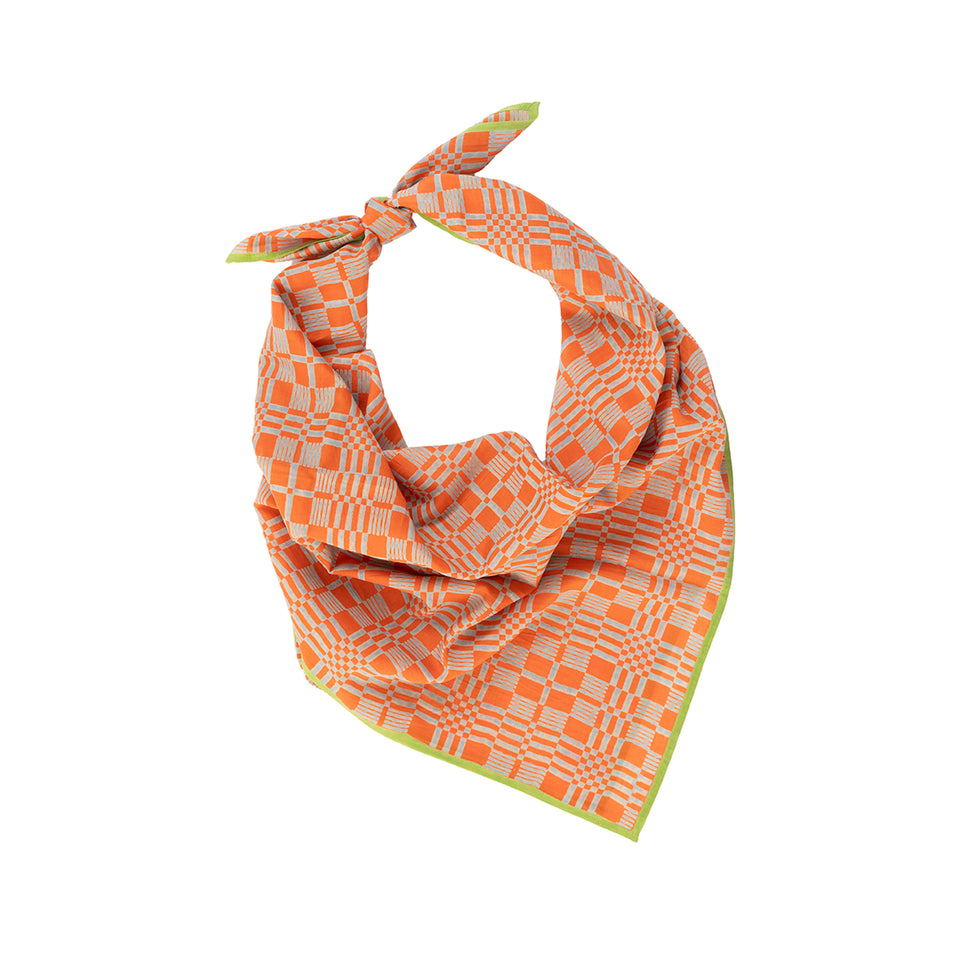 Overshot Square Scarf | Orange + Lime