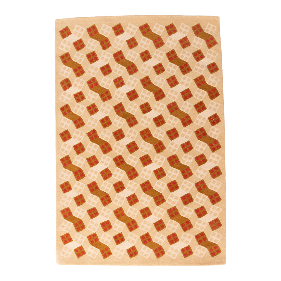 Cards Rug | Tan + Red