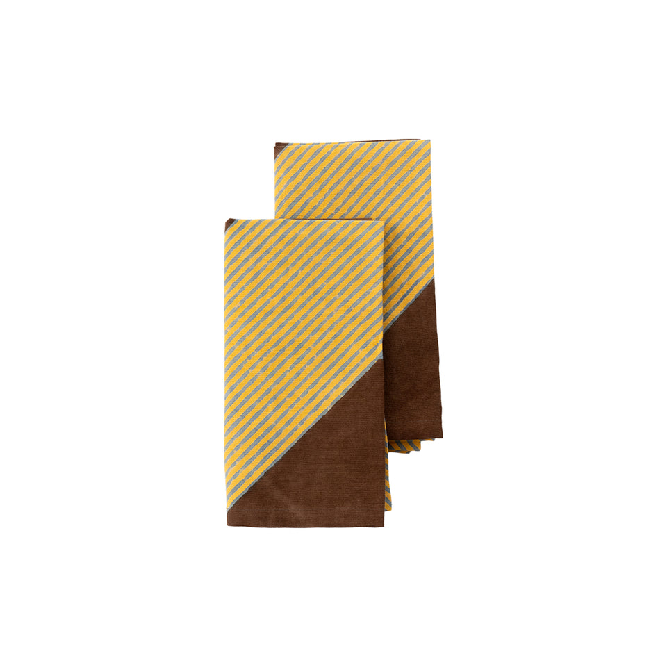 Crosshatch Napkin | Brown + Yellow