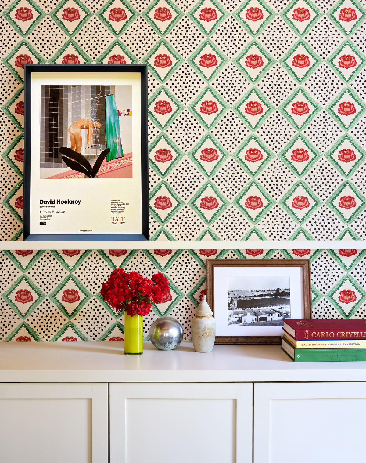 Peony Wallpaper Sample | Cream + Red