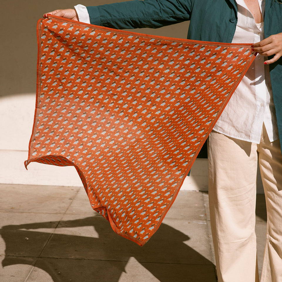 Raj Square Scarf | Brick