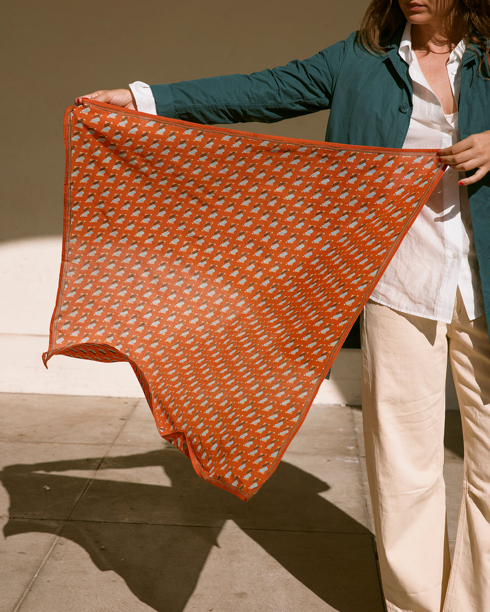 Raj Square Scarf | Brick