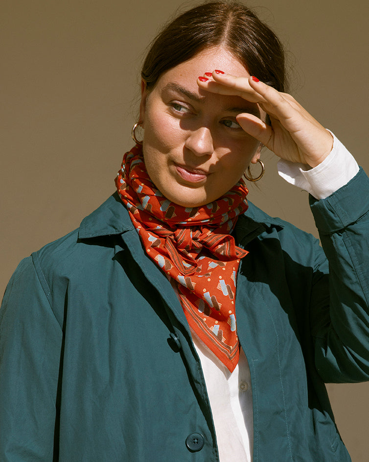 Raj Square Scarf | Brick