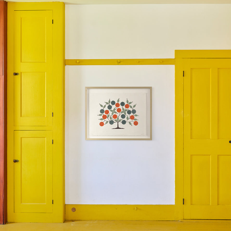 Tree of Life | Woodblock Print | Red & Green