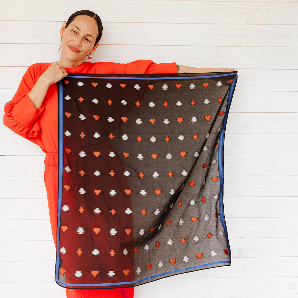 Spades Jacquard Silk Scarf