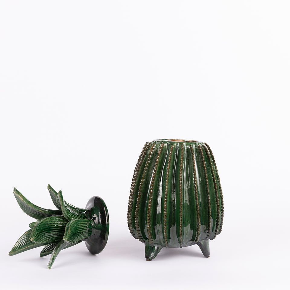 Vintage Michoacan Pottery Pineapple Jar | Green