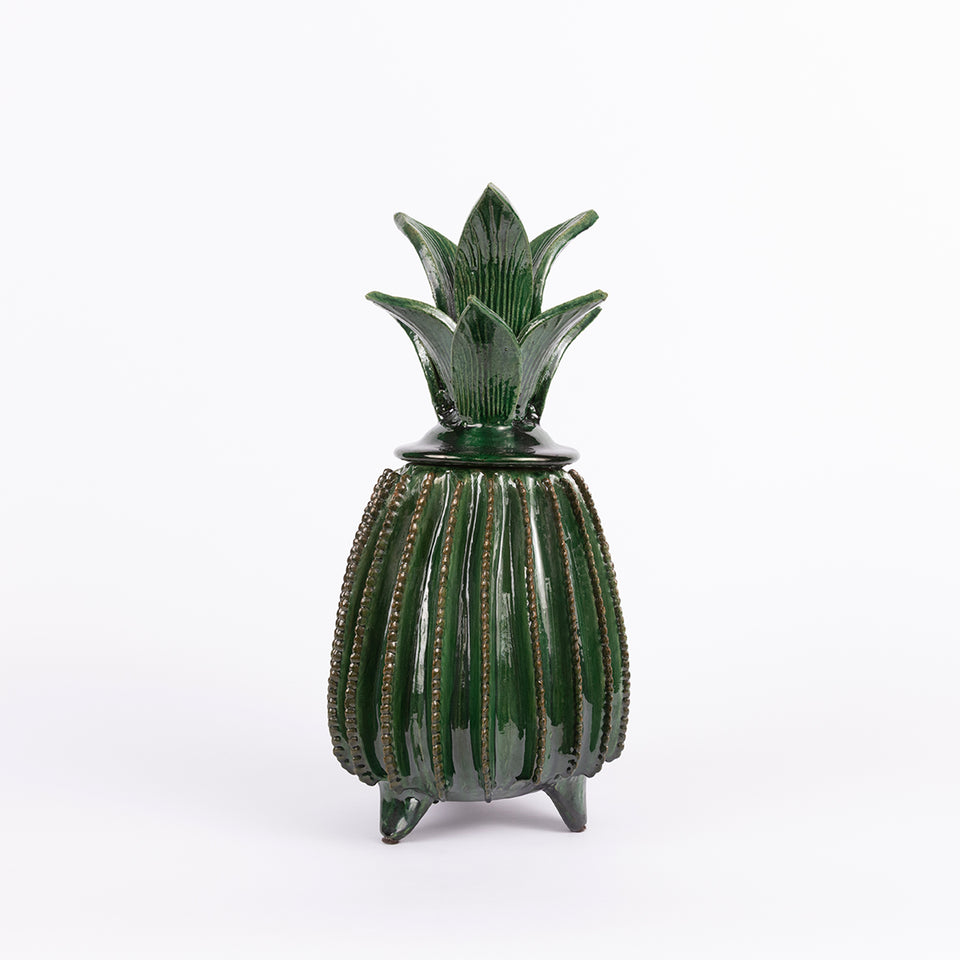 Vintage Michoacan Pottery Pineapple Jar | Green