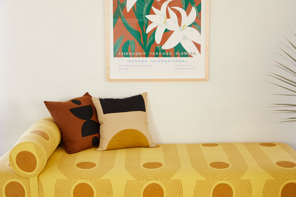 Dot Dash Pillow | Black & Ochre