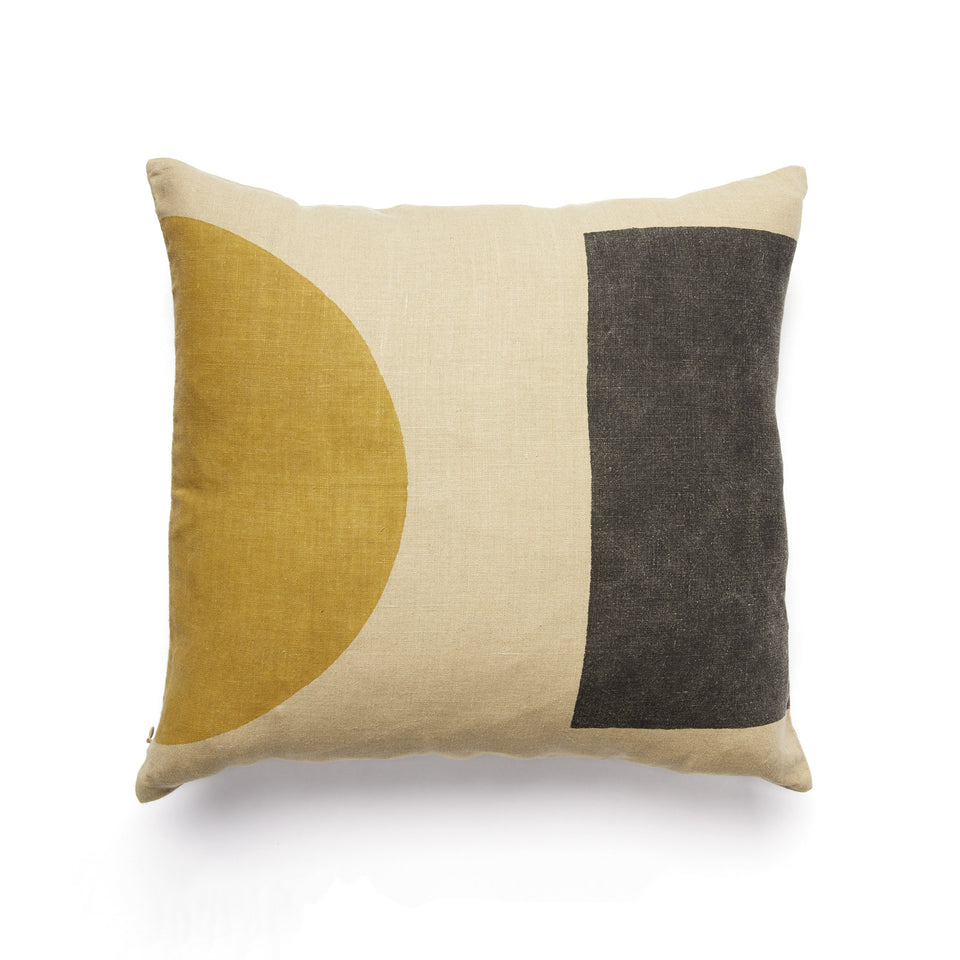 Dot Dash Pillow | Black & Ochre