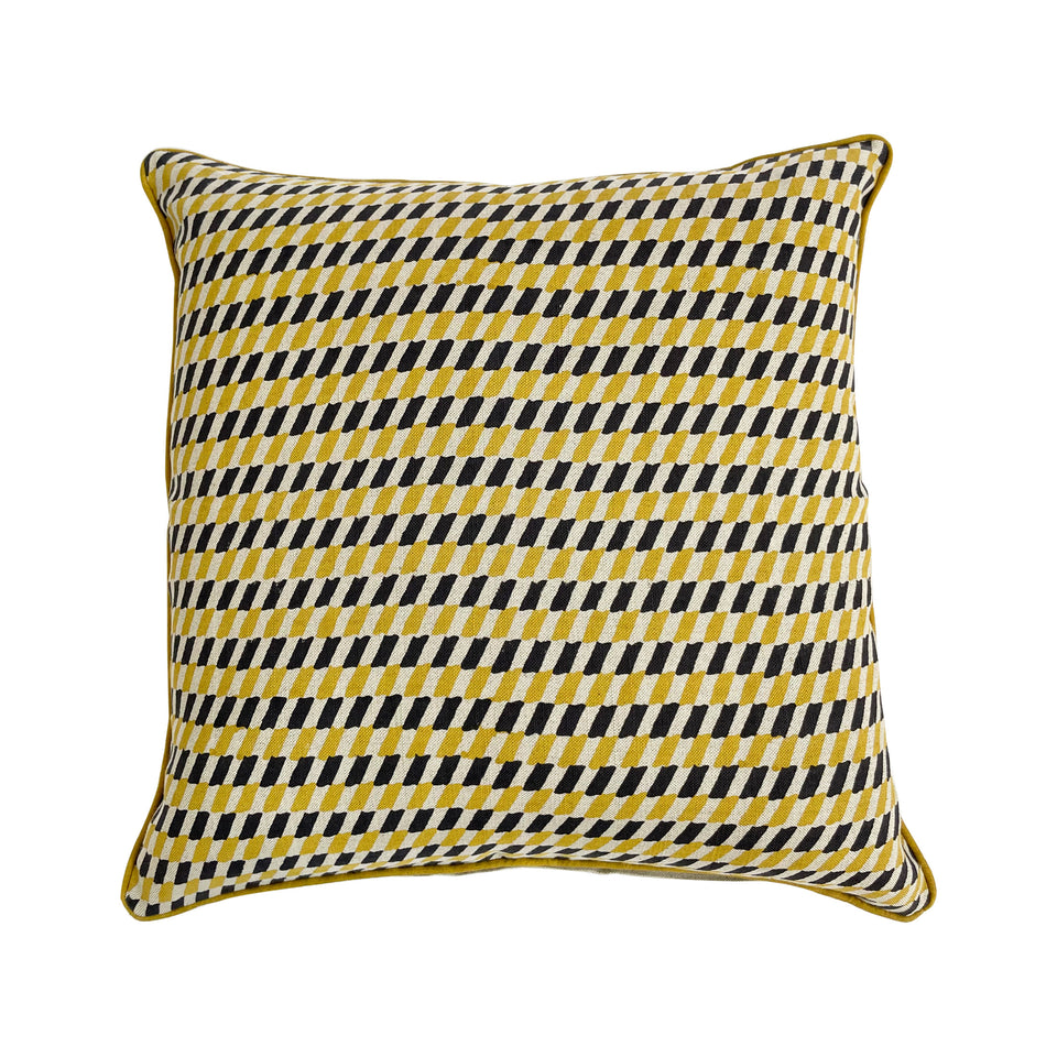 Diagonal Check Pillow | Black & Ochre