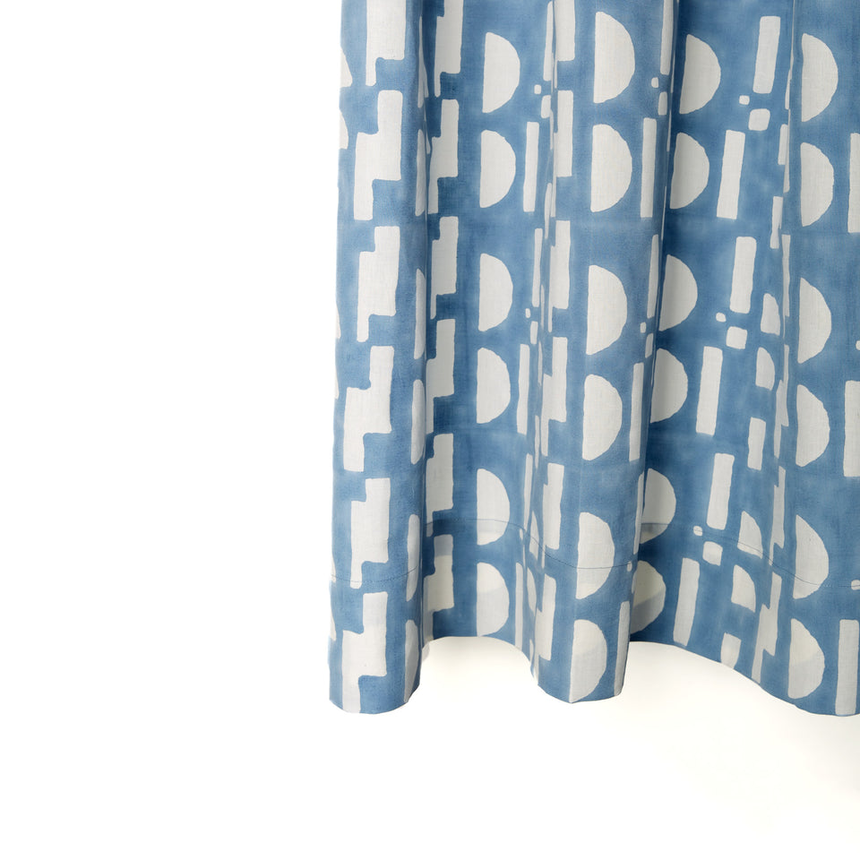 Dot Dash Curtain | Faded Denim