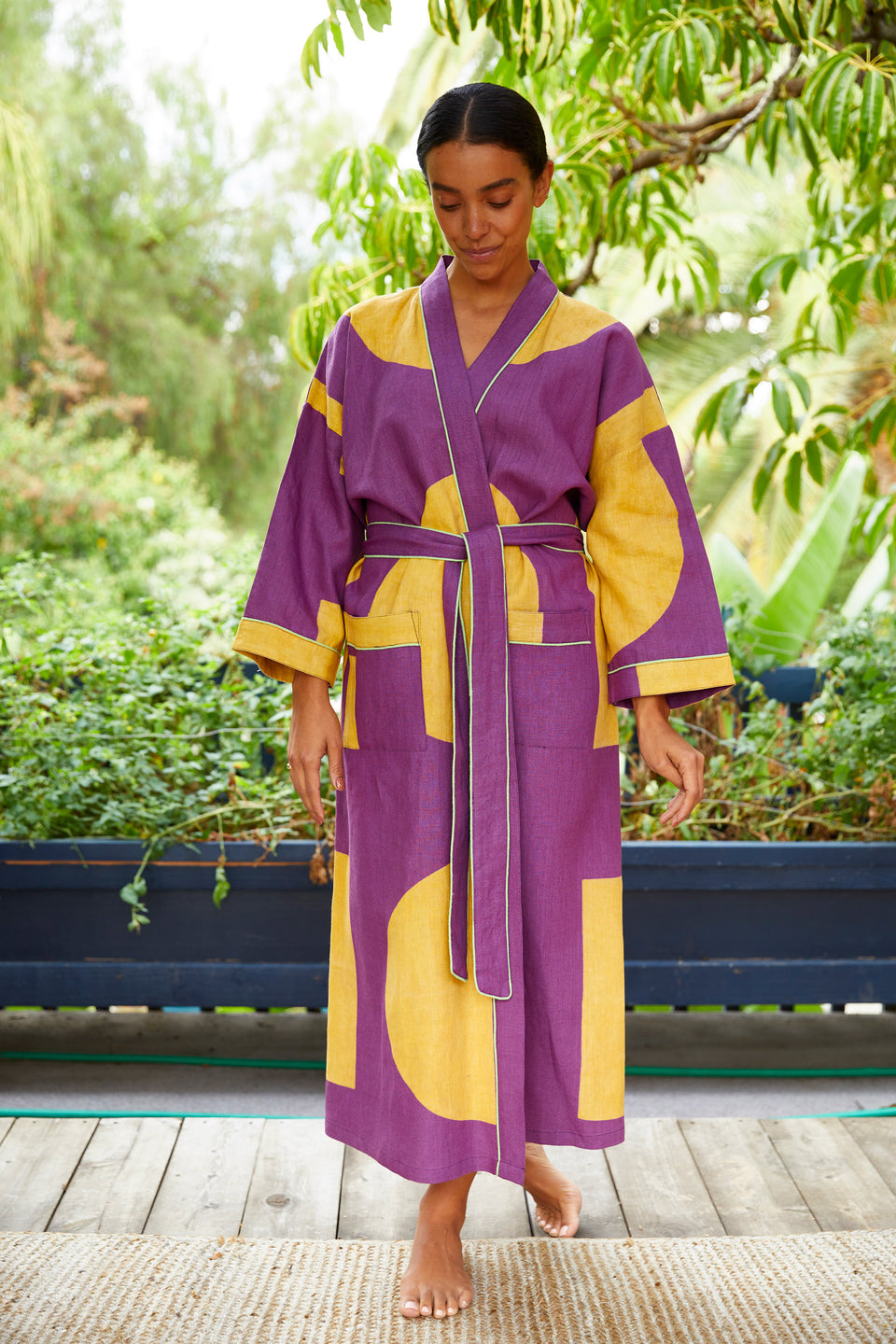 Dot Dash Robe | Eggplant