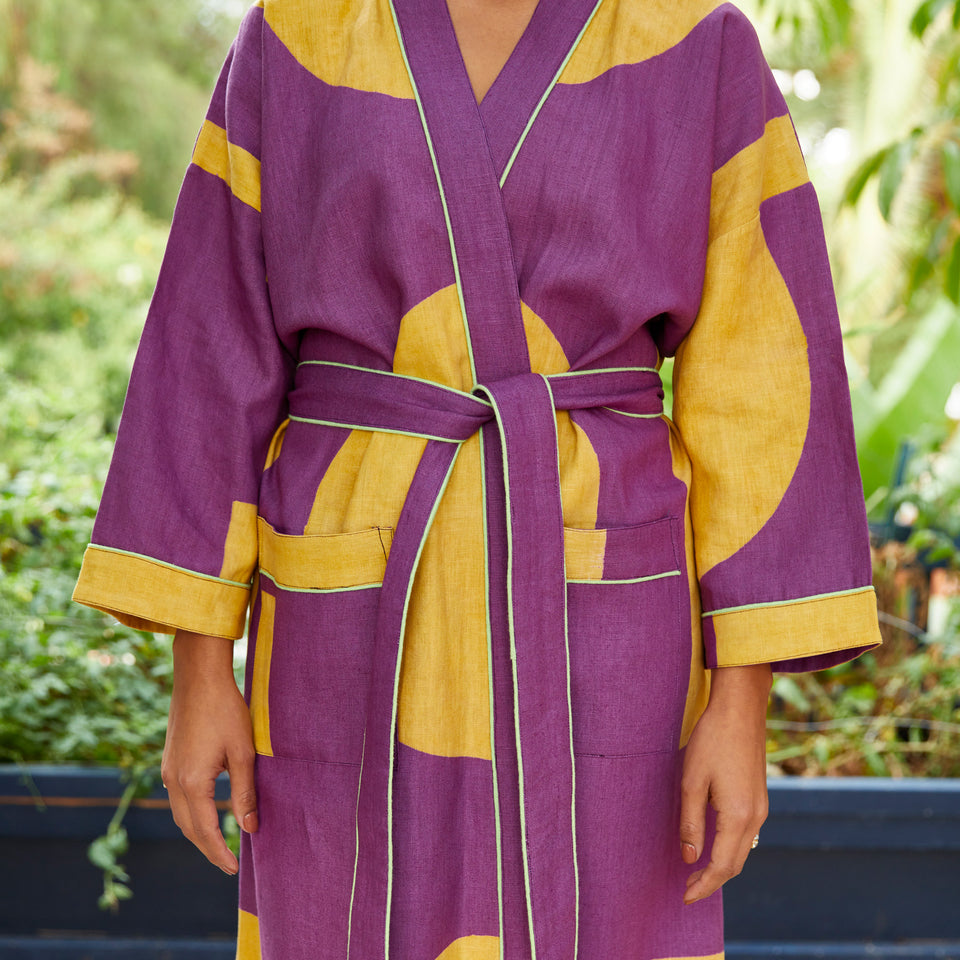 Dot Dash Robe | Eggplant