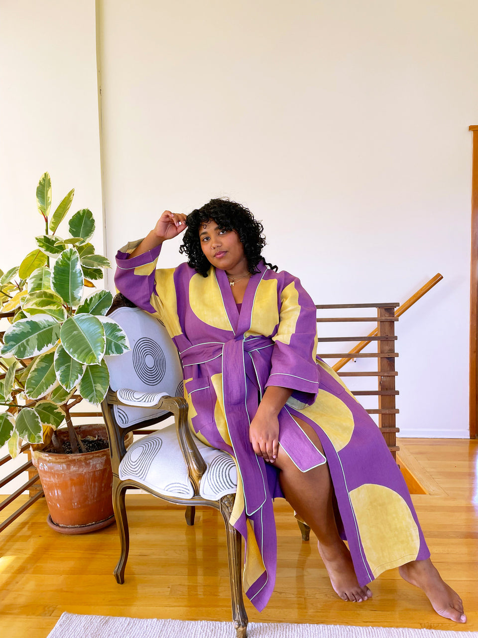 Dot Dash Robe | Eggplant