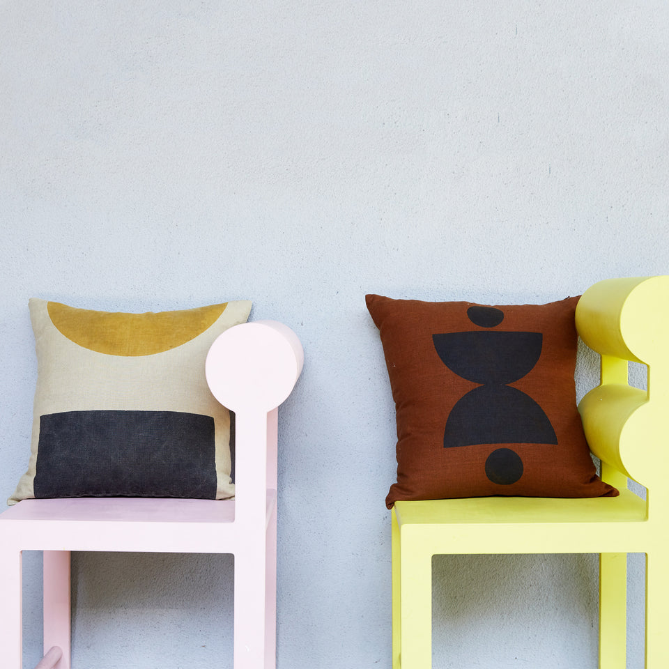 Dot Dash Pillow | Black & Ochre