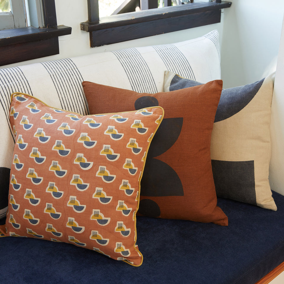 Dot Dash Pillow | Black & Ochre