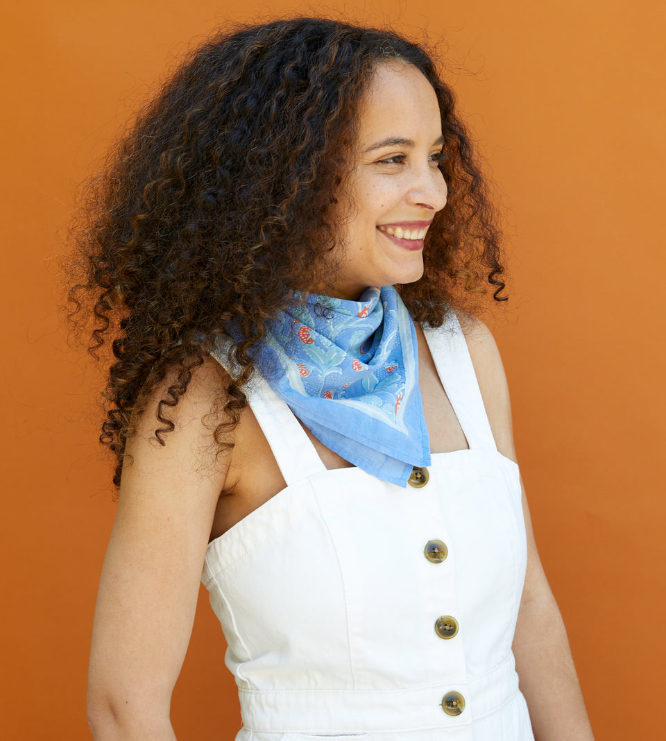 Wild Strawberries Bandana | Cornflower