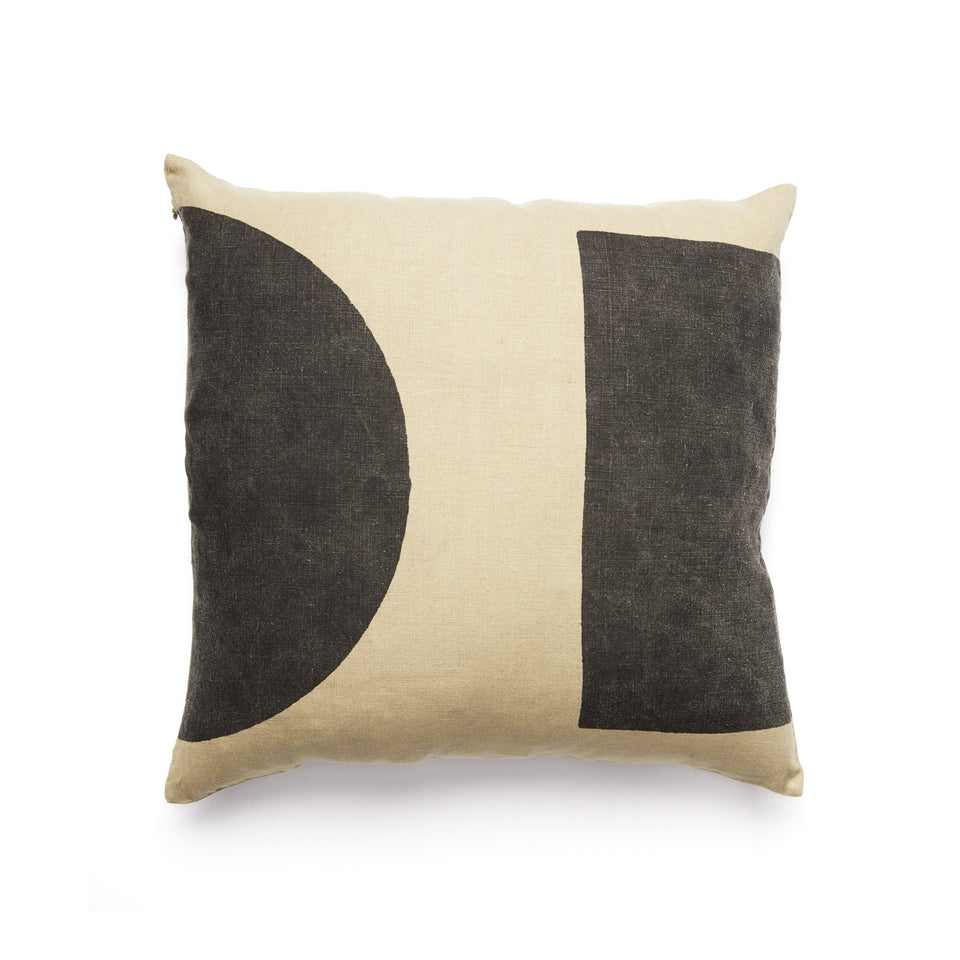 Dot Dash Pillow | Black & Ochre